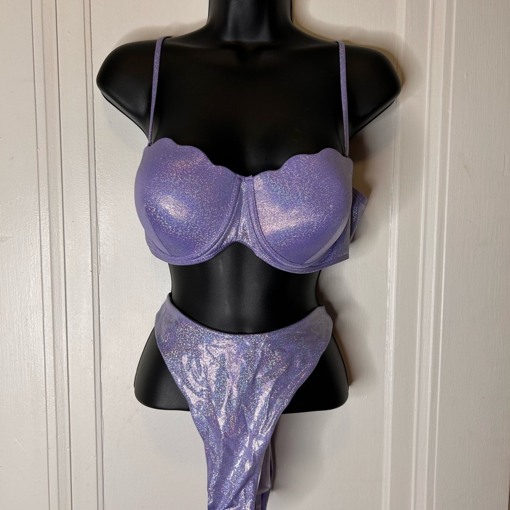 🆕 SHEIN Glittering Lavender Bikini Set